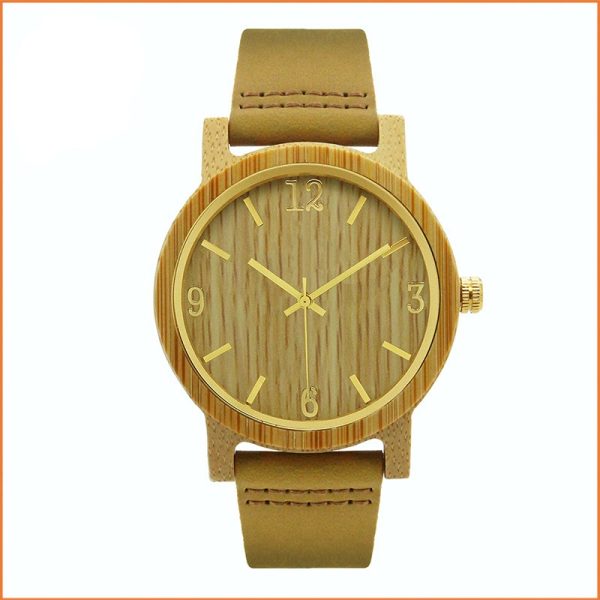 European-style vintage leather strap wooden quality casual men's bamboo black walnut style watch
