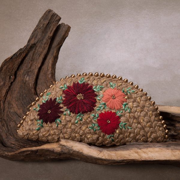 Red Gold Half Moon Clutch Bag