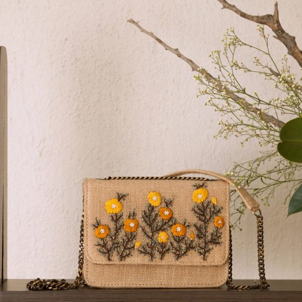 Buttercups on Beige Flap Bag