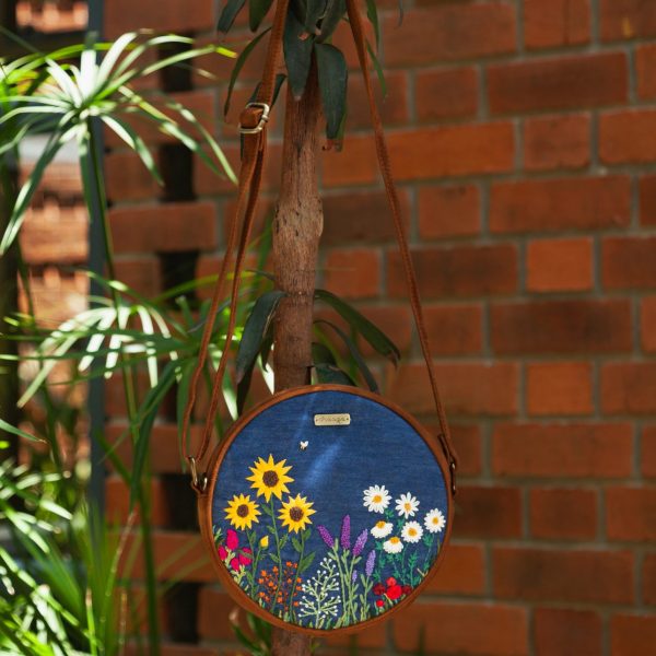 Bee and The Wildflowers Denim Round Sling Bag