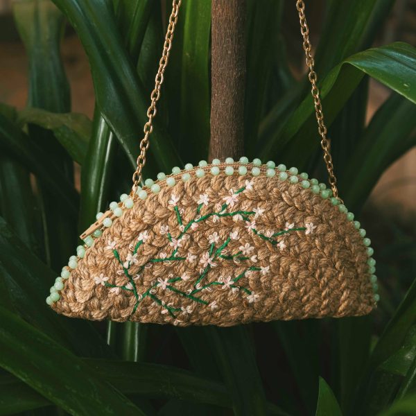 Baby Breath Half Moon Clutch Bag