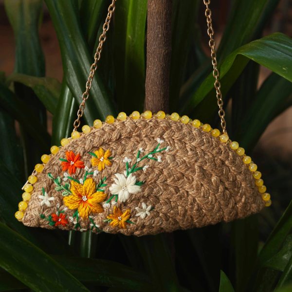 Yellow Bloom Half Moon Clutch Bag
