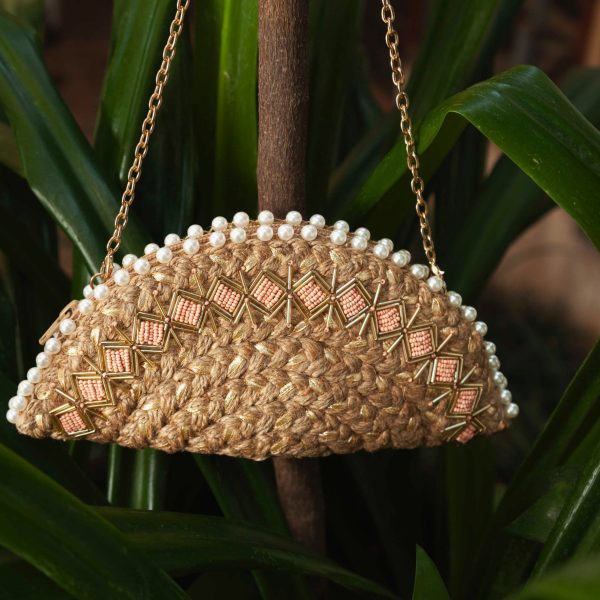 White Diamond Half Moon Clutch Bag