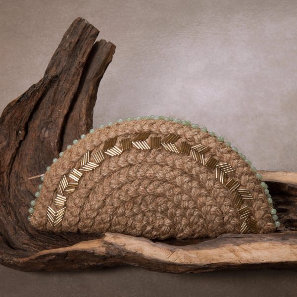 Naked Jute Half Moon Clutch Bag