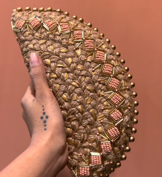 Golden Diamond Half Moon Clutch Bag