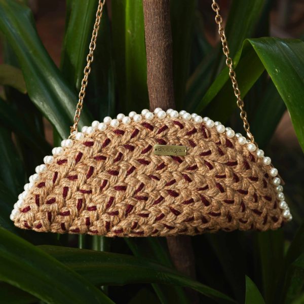 Crimson Diamond Half Moon Clutch Bag