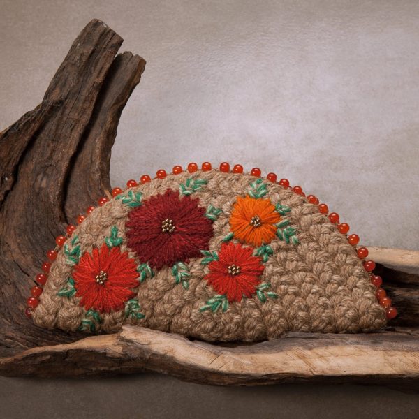 Orange Half Moon Clutch Bag