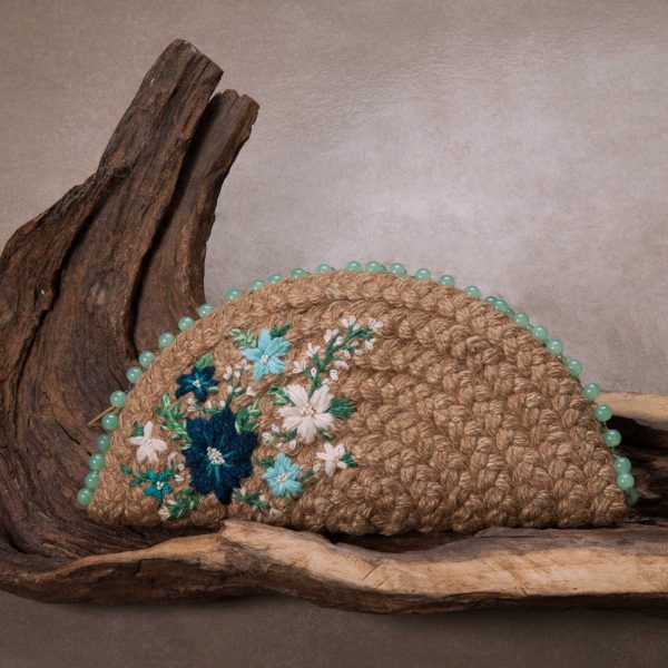 Brunnera Bloom Half Moon Clutch Bag