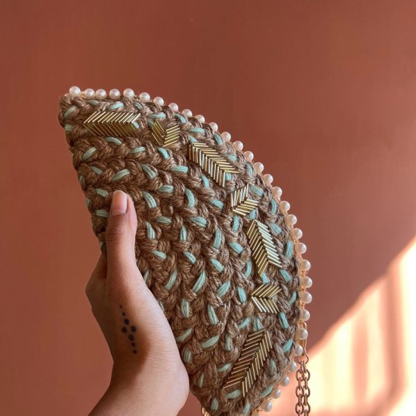 Starlight Mint Half Moon Clutch Bag