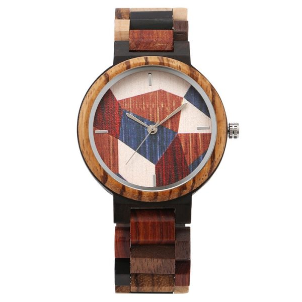 Square wooden wine barrel-shaped wooden strap watch, black walnut couple's wooden watch
