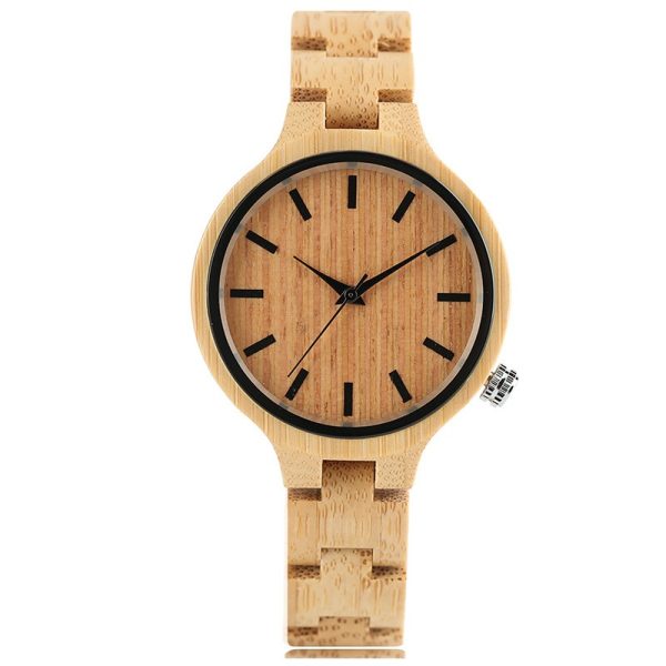 European-style lady's retro wooden watch with maple wood strap