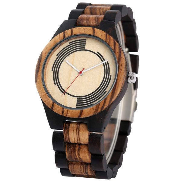 Ikeno Color Wood Solid Ebony Set Men's Casual Watch