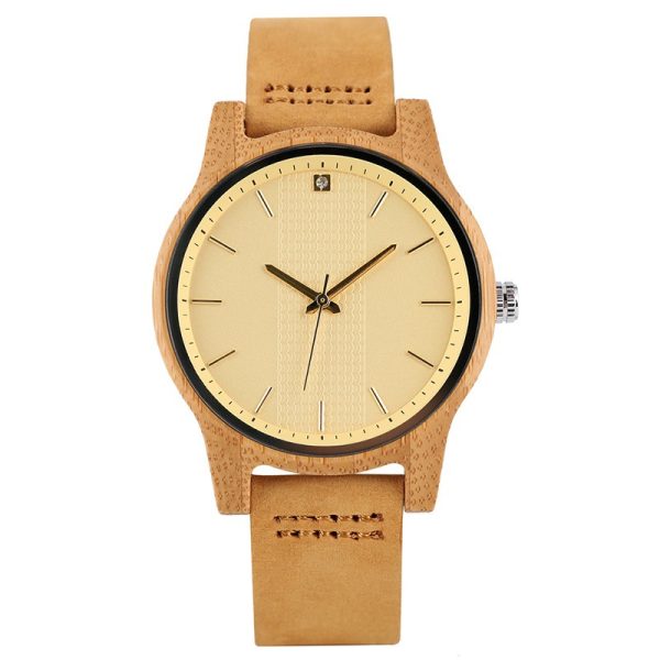 Leather strap wooden watch with a fashionable and retro design, highly popular and in demand.