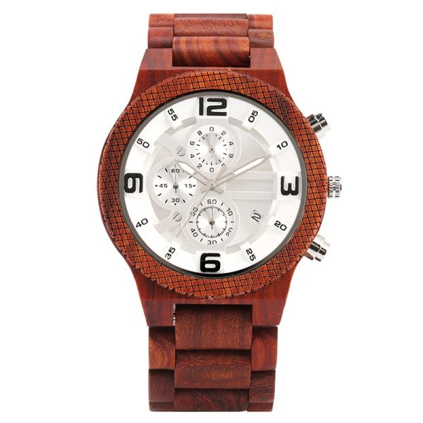 New model wooden watch with multiple functions - six-fingered red sandalwood sports men's watch