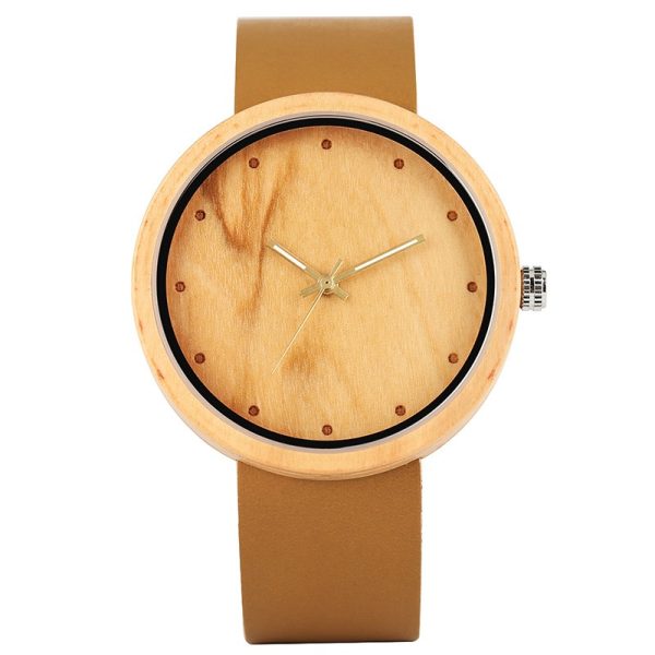 Best-selling Maple Wood Watch with Leather Strap for Men