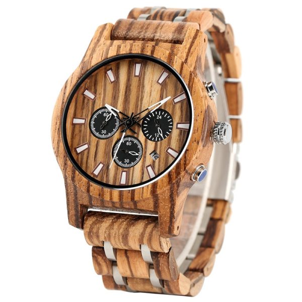 New model wooden watch with multiple functions - six-fingered black walnut wood sports men's watch