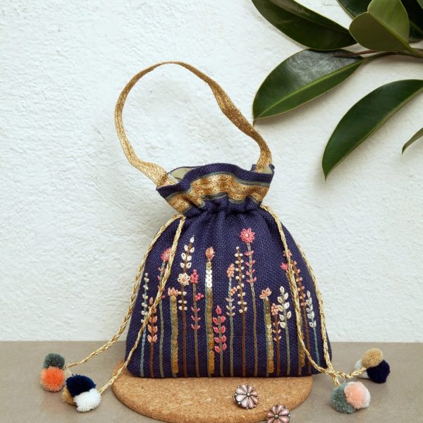 Navy Country Potli Bag