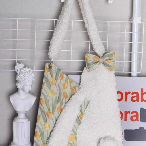 Cute cute rabbit bag fluffy color contrast niche design large capacity single shoulder crossbody bag