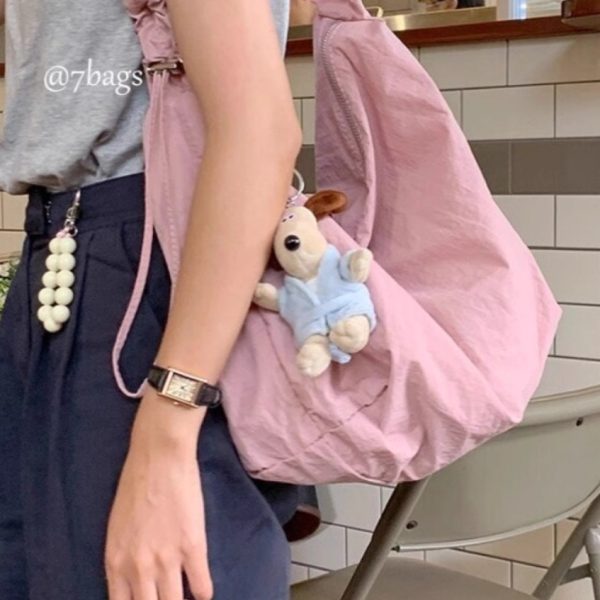 Korean lazy drawstring pleated crossbody bag Large capacity commuter Tote underarm bag