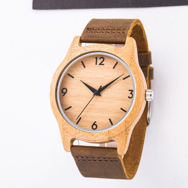 European and American retro-style men's wooden watch with three gemstones and wooden strap made of solid wood