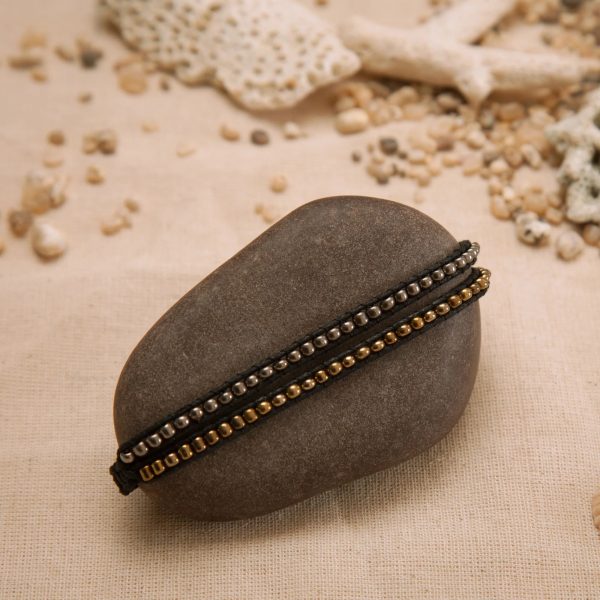 Double Gold Silver Bead Bracelet