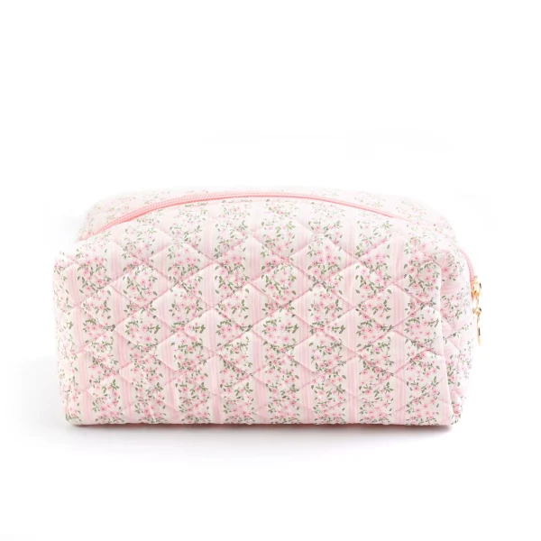 Small floral quilted cosmetic bag