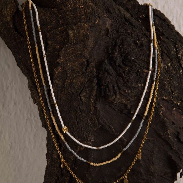 Triple Layer Pale Yellow Necklace