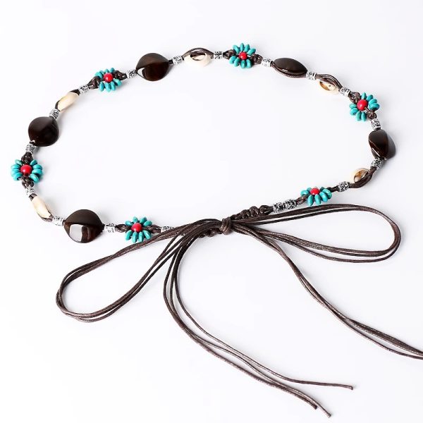 Woven belt women's retro fashion decorative waist chain dress with a fitted waist and unique knotting accessories