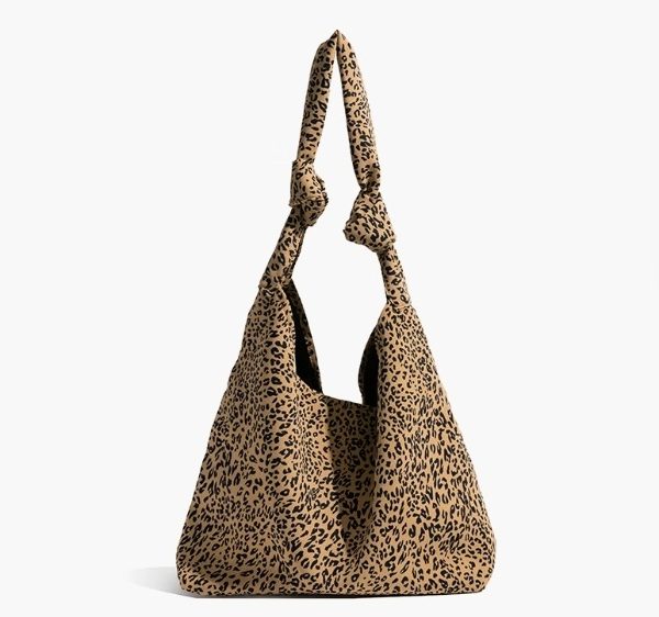Artsy casual canvas lazy style leopard print fall shoulder bag