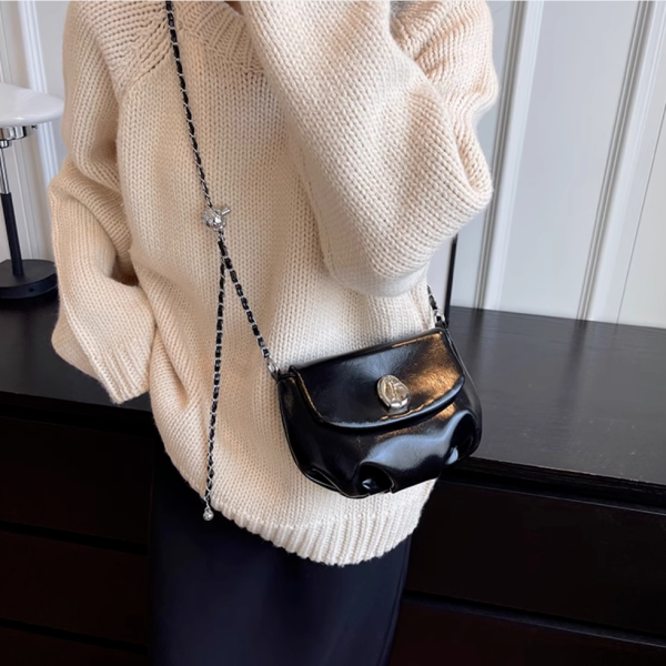 High-grade retro niche Maillard brown bag women autumn and winter chain crossbody bag small square