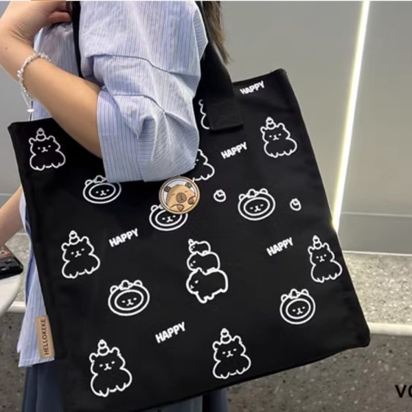 Bag Women’s large capacity new Internet celebrity Capibala canvas bag Student class cloth bag commuter Tote bag