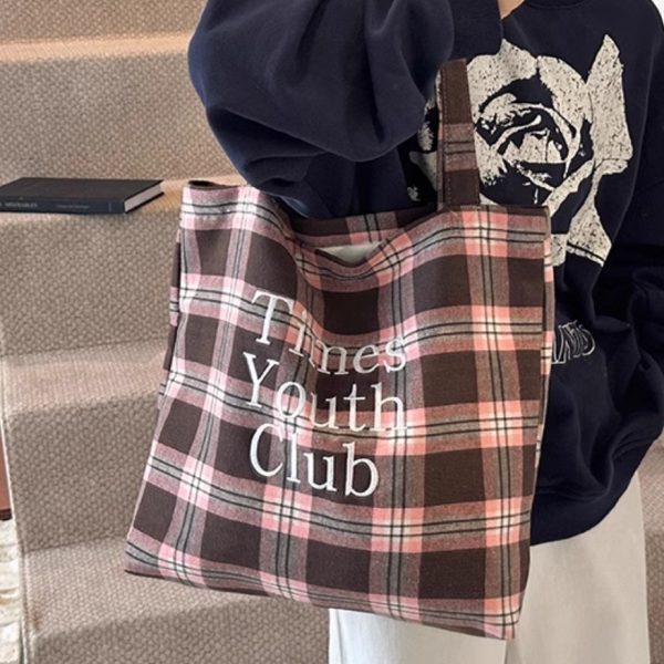 American retro niche canvas bag female fashion casual one-shoulder college commuter Tote bag class