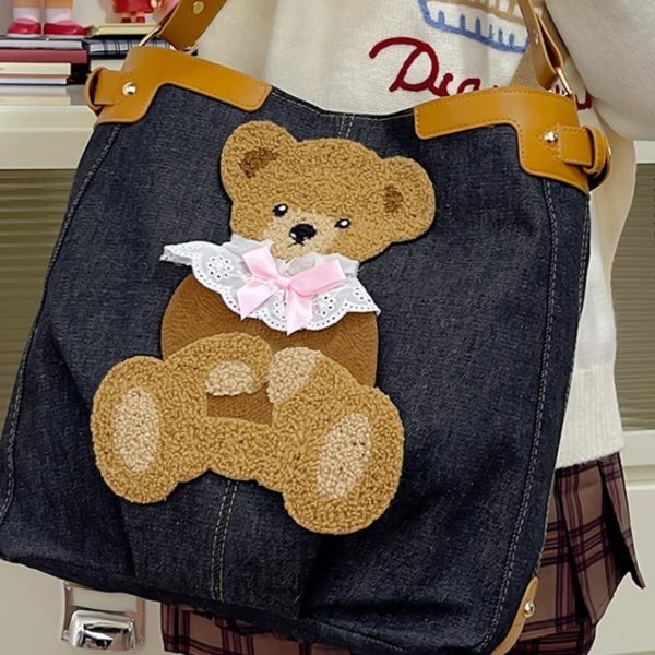 Denim canvas big bag Women’s fashion large capacity shoulder bag all match student class Tote bag