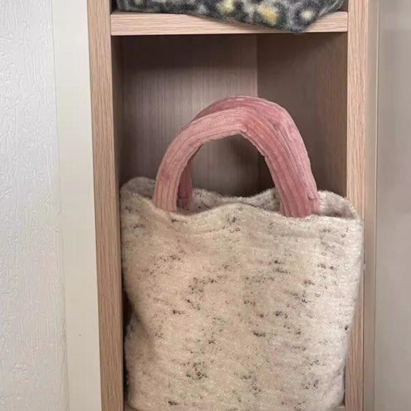 Korean style simple small handbag women soft woolen with commuter hand carrying small square bag
