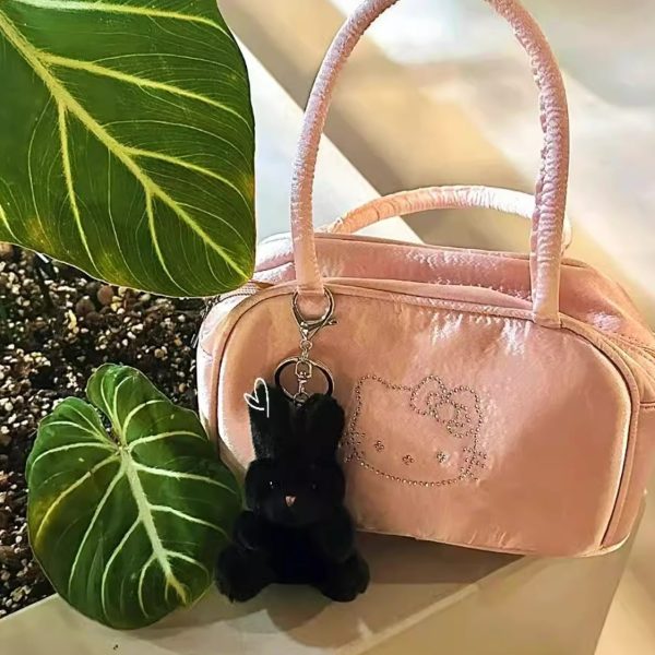 Niche design Premium sense Kitty Cat carrying small square bag Silk texture ballet style commuter girl handbag
