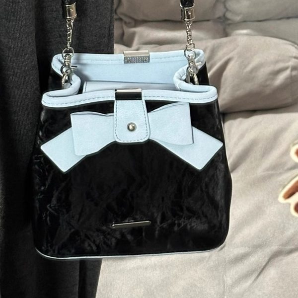 Small bow bucket bag new senior sense commuter single shoulder crossbody bag large capacity portable small square bag