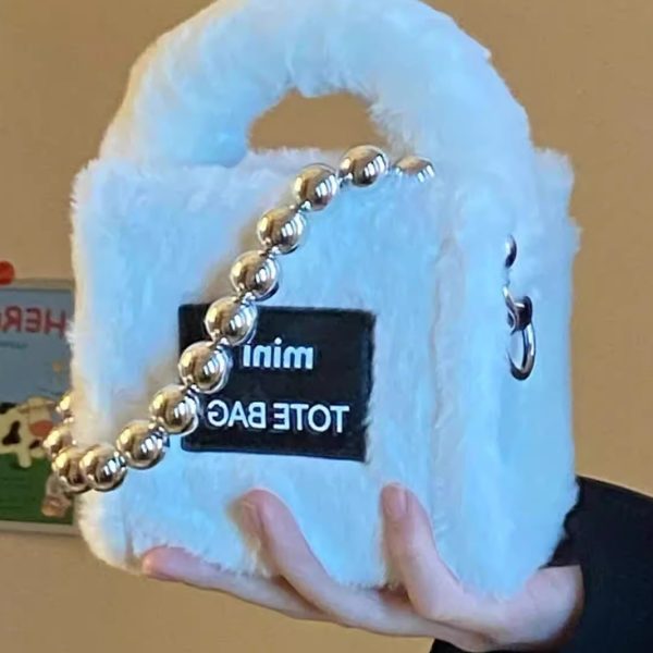 Furry bag autumn and winter new chain portable small square bag cute girl all commute single shoulder crossbody bag woman