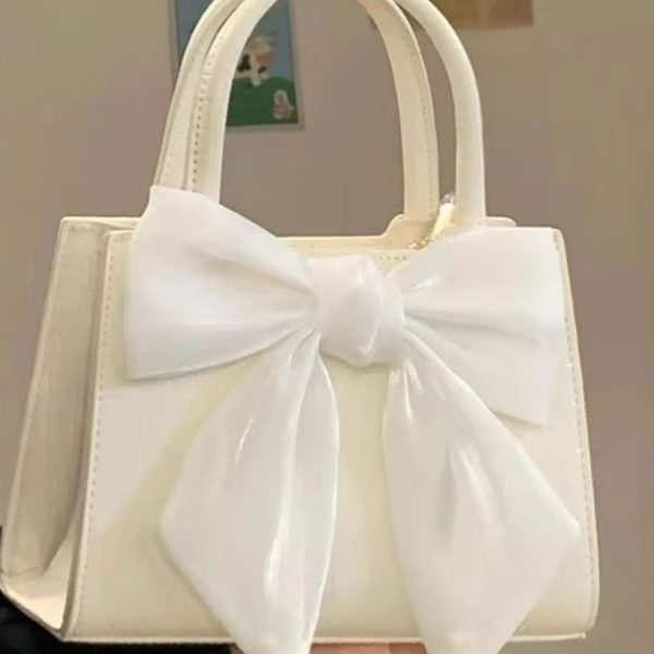 New niche bow bag female sweet little girl single shoulder crossbody bag commuter everything hand bag small square