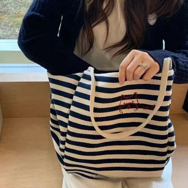Striped canvas bag